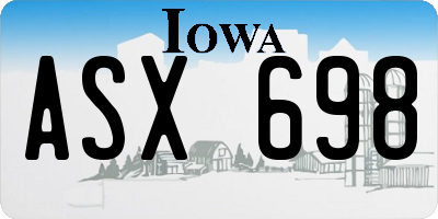 IA license plate ASX698