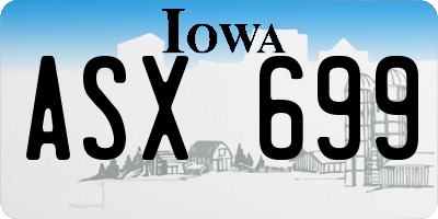 IA license plate ASX699