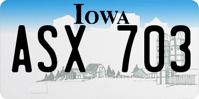 IA license plate ASX703