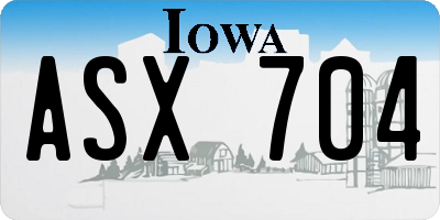IA license plate ASX704