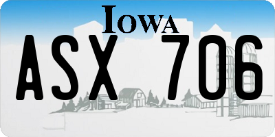 IA license plate ASX706