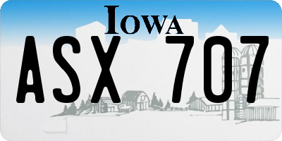 IA license plate ASX707