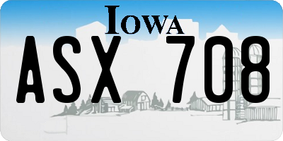IA license plate ASX708