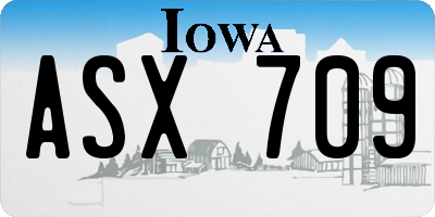 IA license plate ASX709