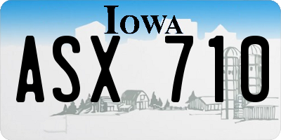 IA license plate ASX710