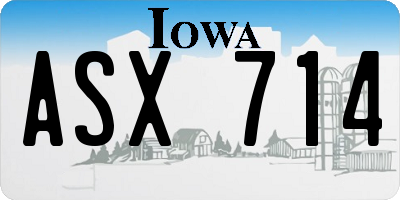 IA license plate ASX714