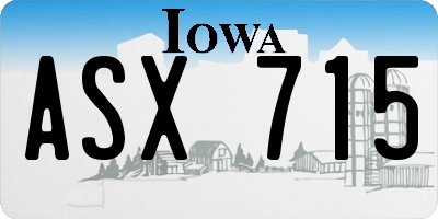 IA license plate ASX715