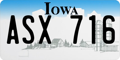 IA license plate ASX716