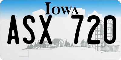 IA license plate ASX720