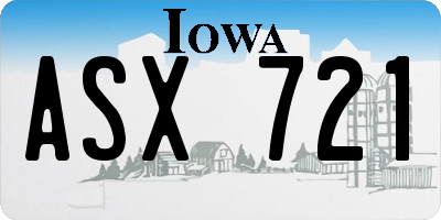 IA license plate ASX721