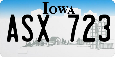 IA license plate ASX723