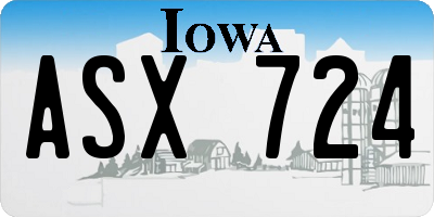 IA license plate ASX724
