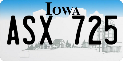 IA license plate ASX725