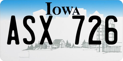 IA license plate ASX726