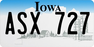 IA license plate ASX727
