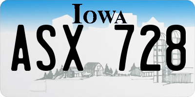 IA license plate ASX728