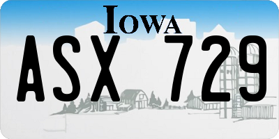 IA license plate ASX729