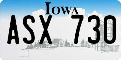 IA license plate ASX730