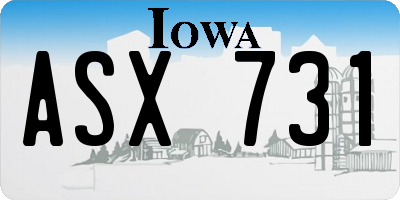 IA license plate ASX731
