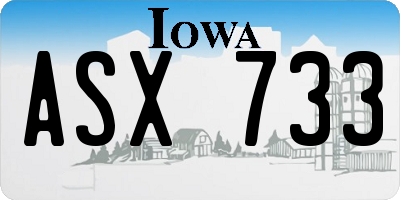IA license plate ASX733