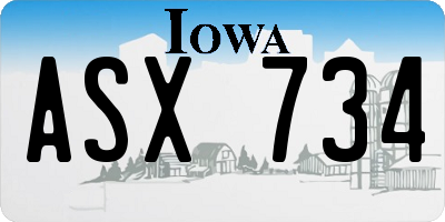 IA license plate ASX734
