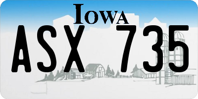 IA license plate ASX735