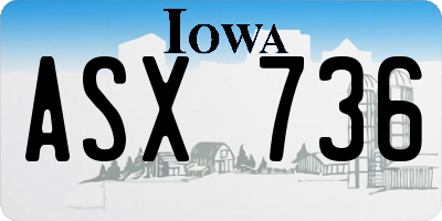 IA license plate ASX736