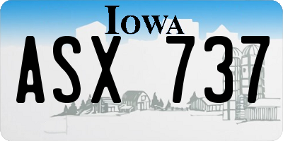 IA license plate ASX737