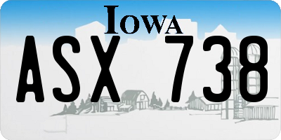 IA license plate ASX738