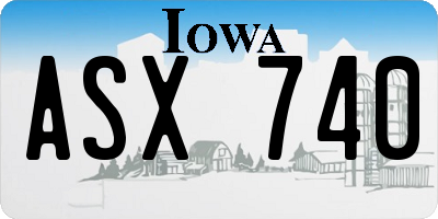 IA license plate ASX740
