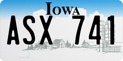 IA license plate ASX741