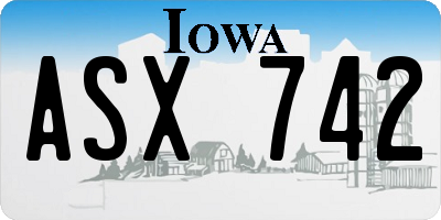 IA license plate ASX742
