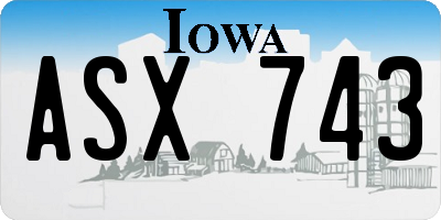 IA license plate ASX743