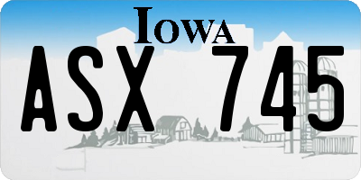 IA license plate ASX745
