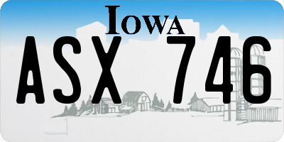 IA license plate ASX746