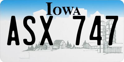 IA license plate ASX747