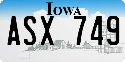 IA license plate ASX749