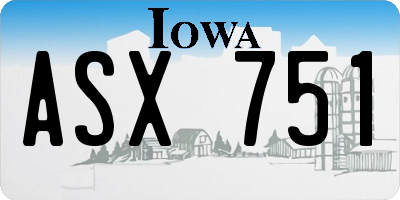 IA license plate ASX751