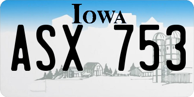 IA license plate ASX753