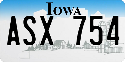 IA license plate ASX754