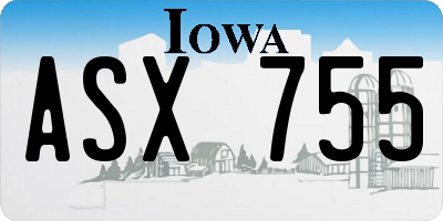 IA license plate ASX755