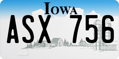 IA license plate ASX756
