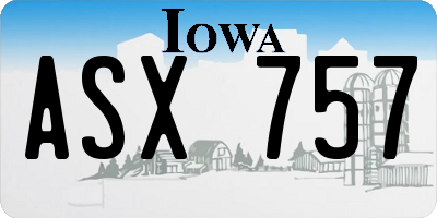 IA license plate ASX757