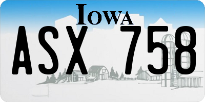 IA license plate ASX758