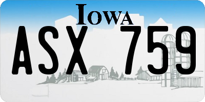 IA license plate ASX759