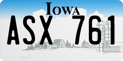 IA license plate ASX761