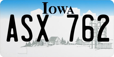 IA license plate ASX762