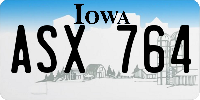 IA license plate ASX764