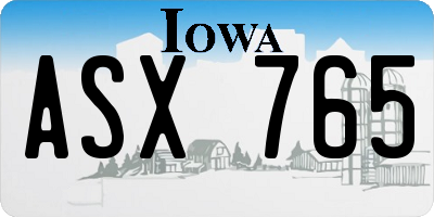IA license plate ASX765
