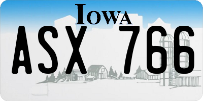 IA license plate ASX766